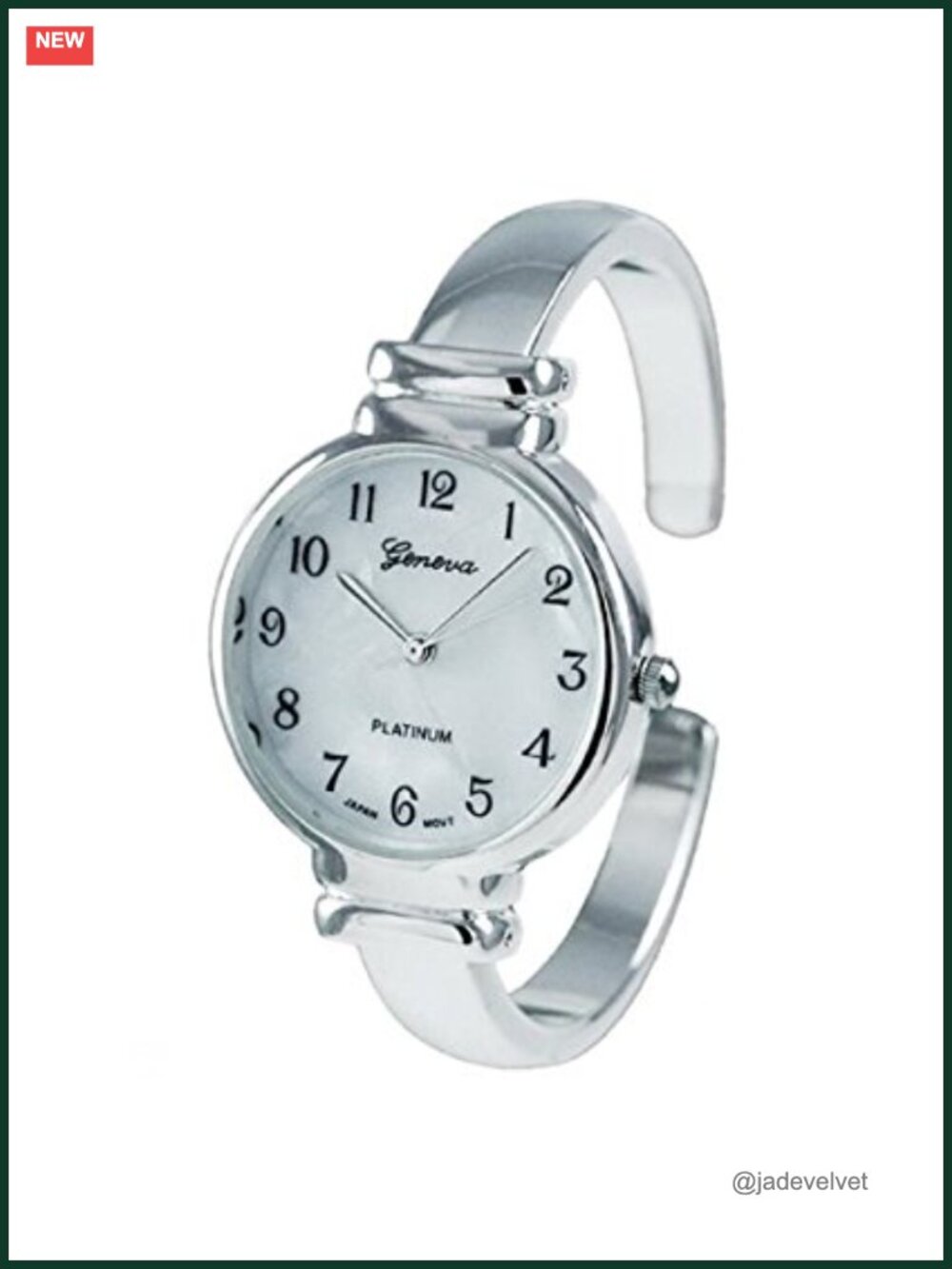 Mother of Pearl Metal Cuff Watch Silver Tone Japanese Quartz